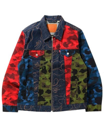 A BATHING APE BAPE X LEVI'S MULTICOLOR CAMO TRUCKER JACKET