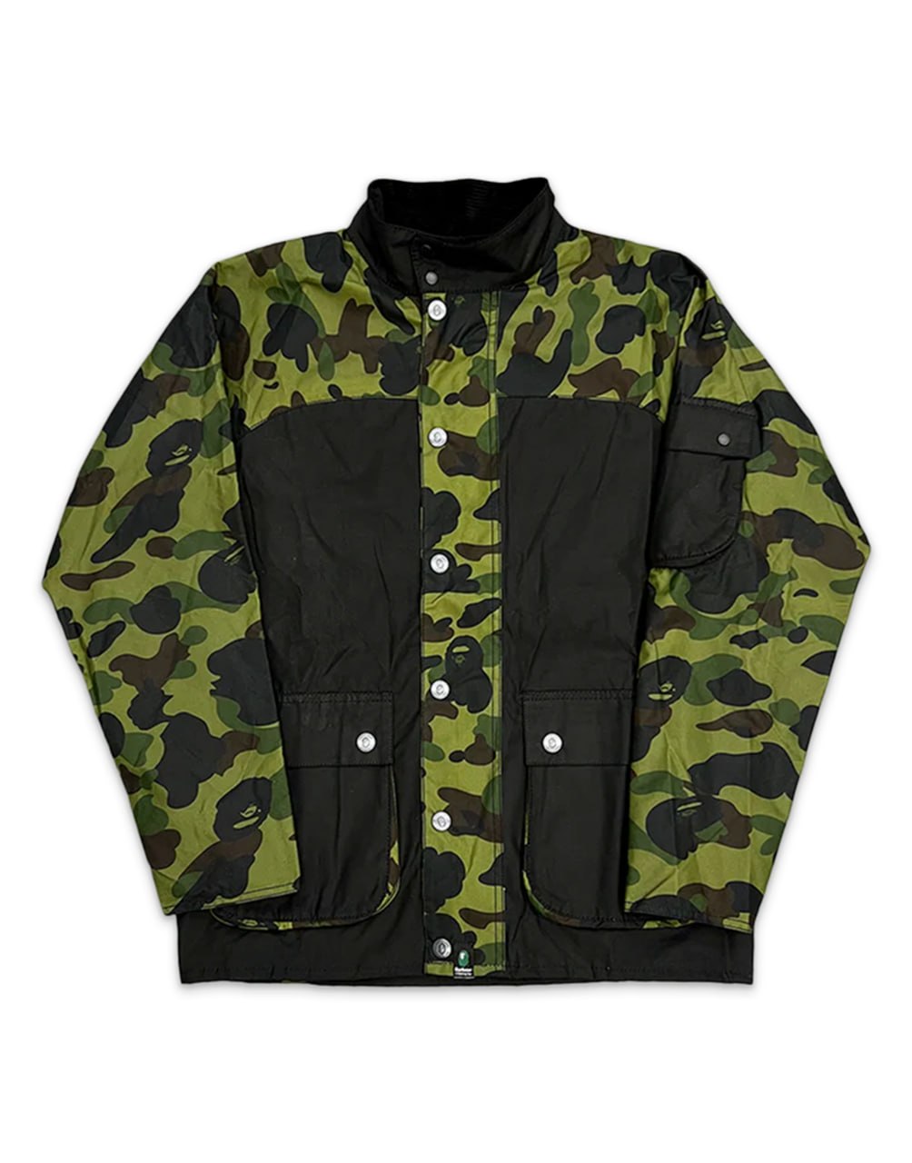 BARBOUR X BAPE A BATHING APE CAMO RAIN WAX JACKET BLACK