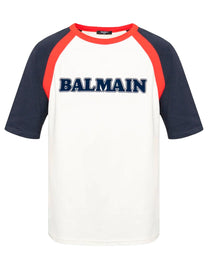 BALMAIN RETRO LOGO-PRINT COTTON T-SHIRT