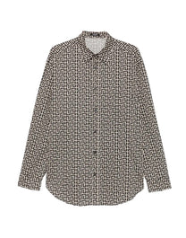 BALMAIN WOMEN'S GRAY GEOMETRIC-PRINT SHIRT