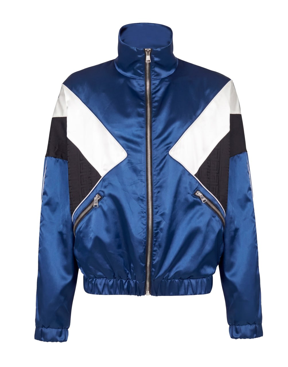 BALMAIN MEN'S SATIN MONOGRAM CUT TRACK JACKET