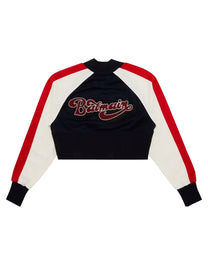 BUY BALMAIN RAGLAN 70S SHORT SWEATER 'BLEU MARINE FONCÉ