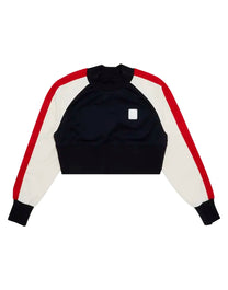 BUY BALMAIN RAGLAN 70S SHORT SWEATER 'BLEU MARINE FONCÉ