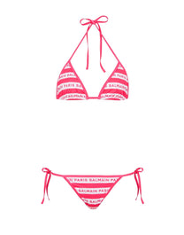 BALMAIN FUSCIA PINK/WHITE LOGO STRING BIKINI SET
