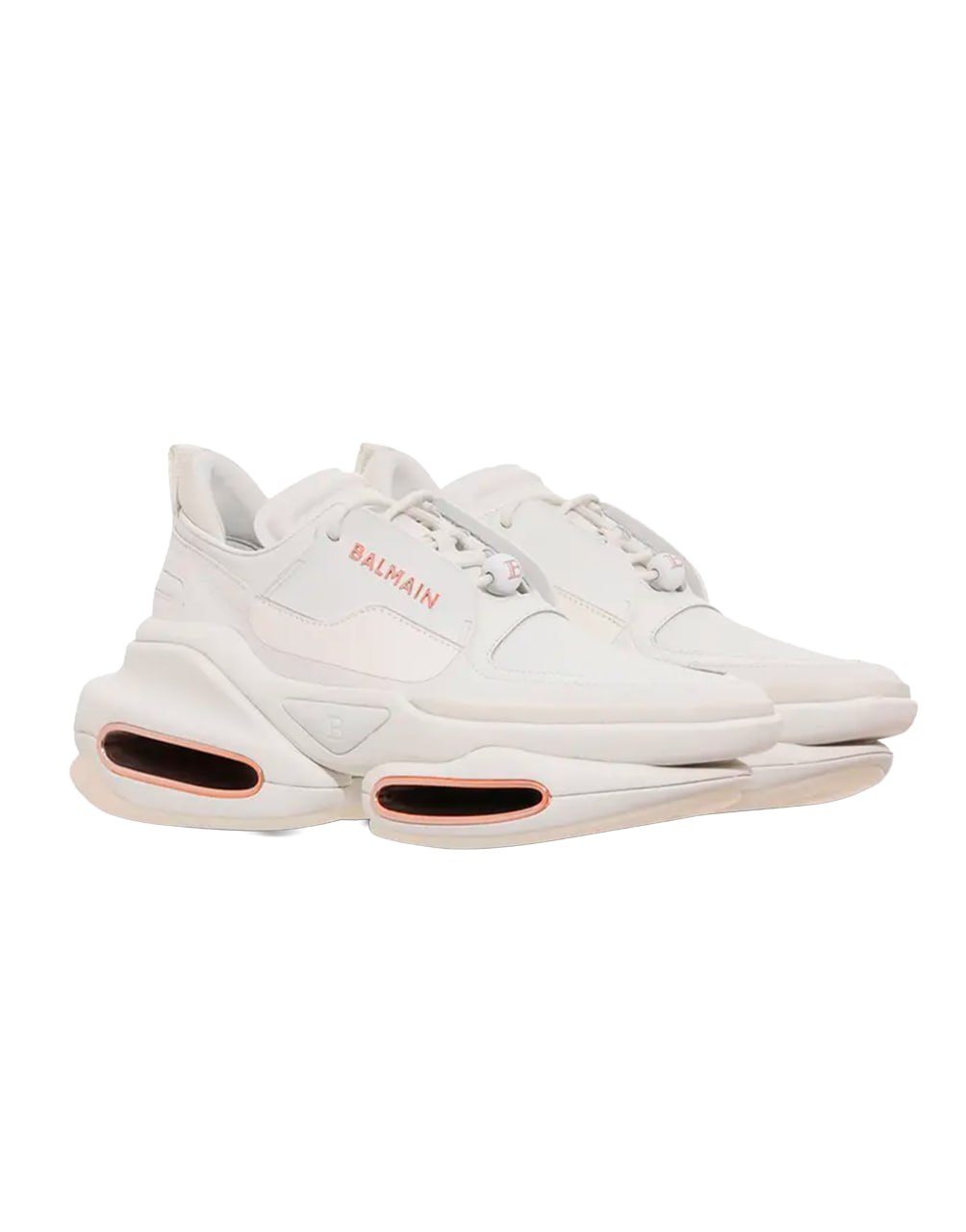 BALMAIN B-BOLD LOW TOP TRAINERS IN WHITE
