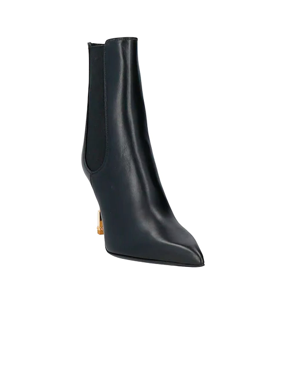 BALMAIN DECORED HEELED LEATHER BOOTS - BLACK