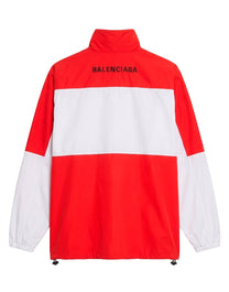 BALENCIAGA Y2K RED WHITE COLORBLOCKED LOGO POPLIN TRACK