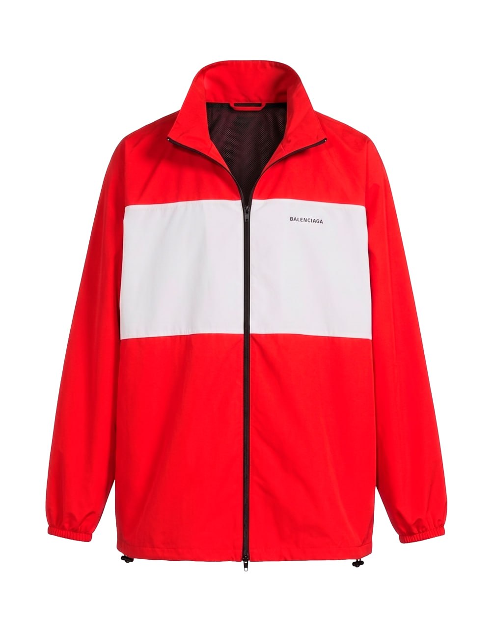 BALENCIAGA Y2K RED WHITE COLORBLOCKED LOGO POPLIN TRACK