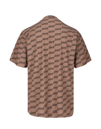 BALENCIAGA T SHIRT BB MONOGRAM COTTON POPLIN BEIGE/ BROWN