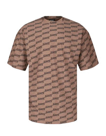BALENCIAGA T SHIRT BB MONOGRAM COTTON POPLIN BEIGE/ BROWN