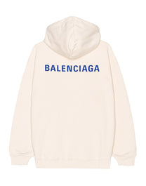BALENCIAGA CLASSIC LOGO EMBROIDERED CREAM BEIGE HOODIE
