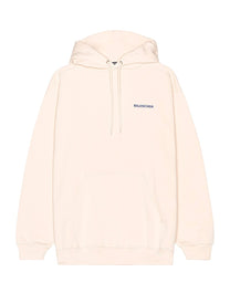 BALENCIAGA CLASSIC LOGO EMBROIDERED CREAM BEIGE HOODIE