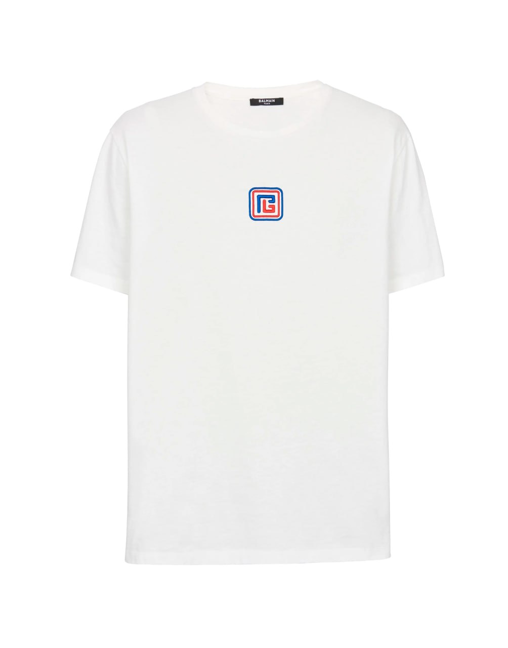 BALMAIN MEN'S PB LOGO T-SHIRT IN WHITE