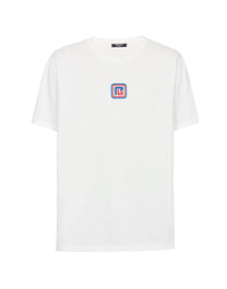 BALMAIN MEN'S PB LOGO T-SHIRT IN WHITE
