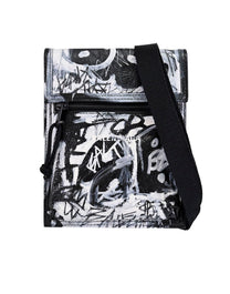 BALENCIAGA EXPLORER SMALL POUCH WITH STRAP GRAFFITI WHITE