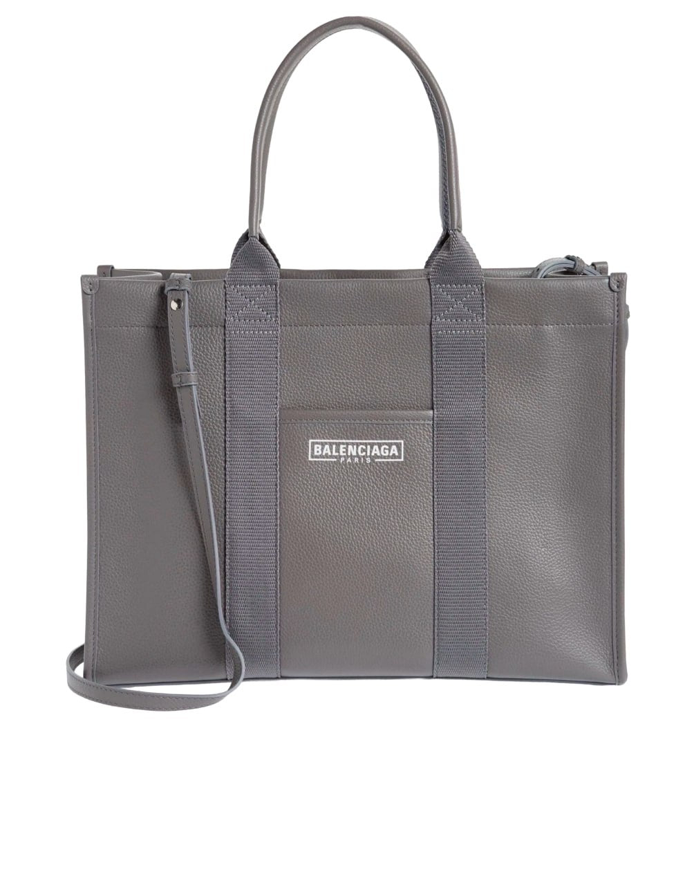 BALENCIAGA NAVY CABAS S LEATHER TOTE GRAY