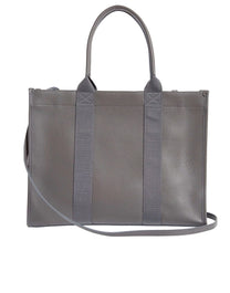 BALENCIAGA NAVY CABAS S LEATHER TOTE GRAY