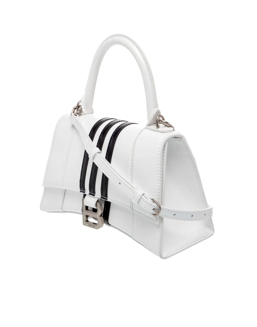BALENCIAGA HOURGLASS TOP HANDLE BAG – WHITE WITH BLACK RACING ST