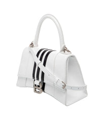 BALENCIAGA HOURGLASS TOP HANDLE BAG – WHITE WITH BLACK RACING ST