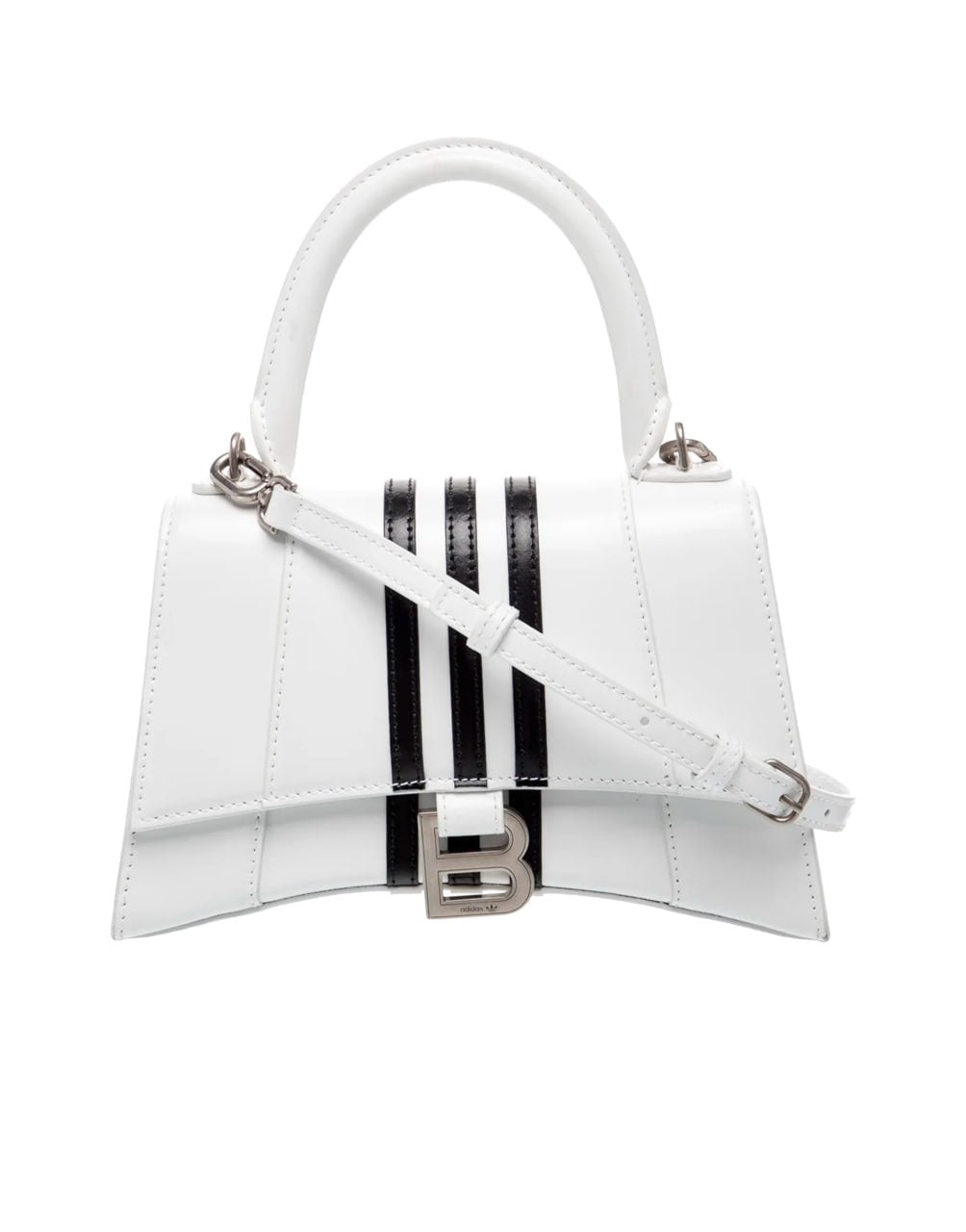 BALENCIAGA HOURGLASS TOP HANDLE BAG – WHITE WITH BLACK RACING ST