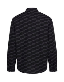 SHIRT BB MONOGRAM COTTON POPLIN BLACK - GRAPHITE