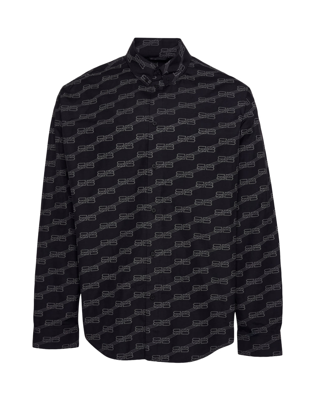 SHIRT BB MONOGRAM COTTON POPLIN BLACK - GRAPHITE