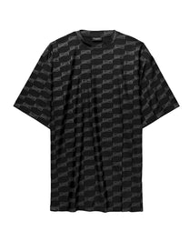 T SHIRT BB MONOGRAM COTTON POPLIN BLACK - GRAPHITE