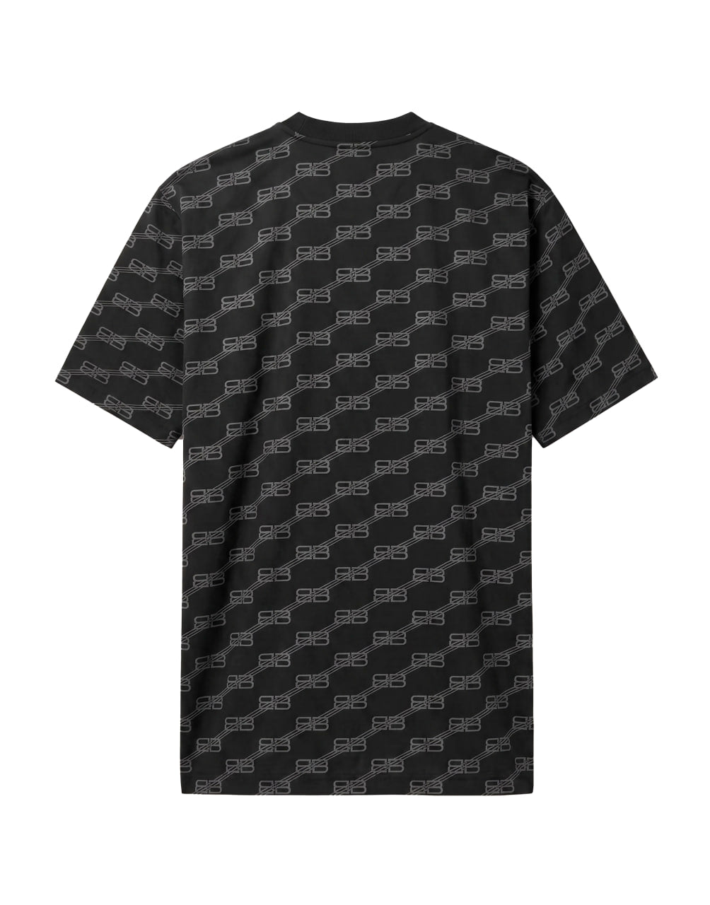 T SHIRT BB MONOGRAM COTTON POPLIN BLACK - GRAPHITE