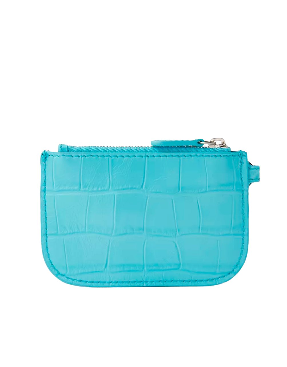 BALENCIAGA LE CAGOLE COIN AND CARD HOLDER LIGHT BLUE CROC EMBOS