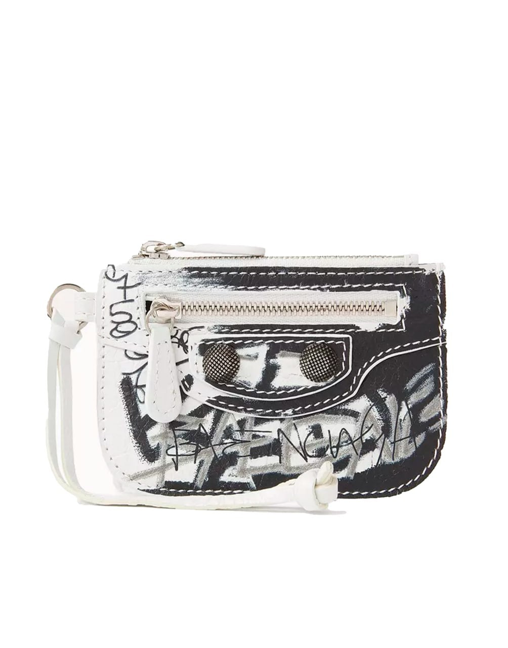 BALENCIAGA LE CAGOLE LONG COIN AND CARD HOLDER GRAFFITI WHITE/BLUE