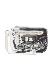 BALENCIAGA LE CAGOLE LONG COIN AND CARD HOLDER GRAFFITI WHITE/BLUE