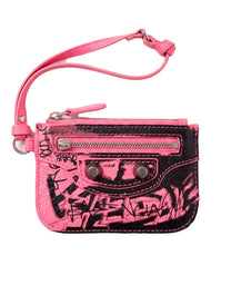 BALENCIAGA LE CAGOLE LONG COIN AND CARD HOLDER GRAFFITI PINK