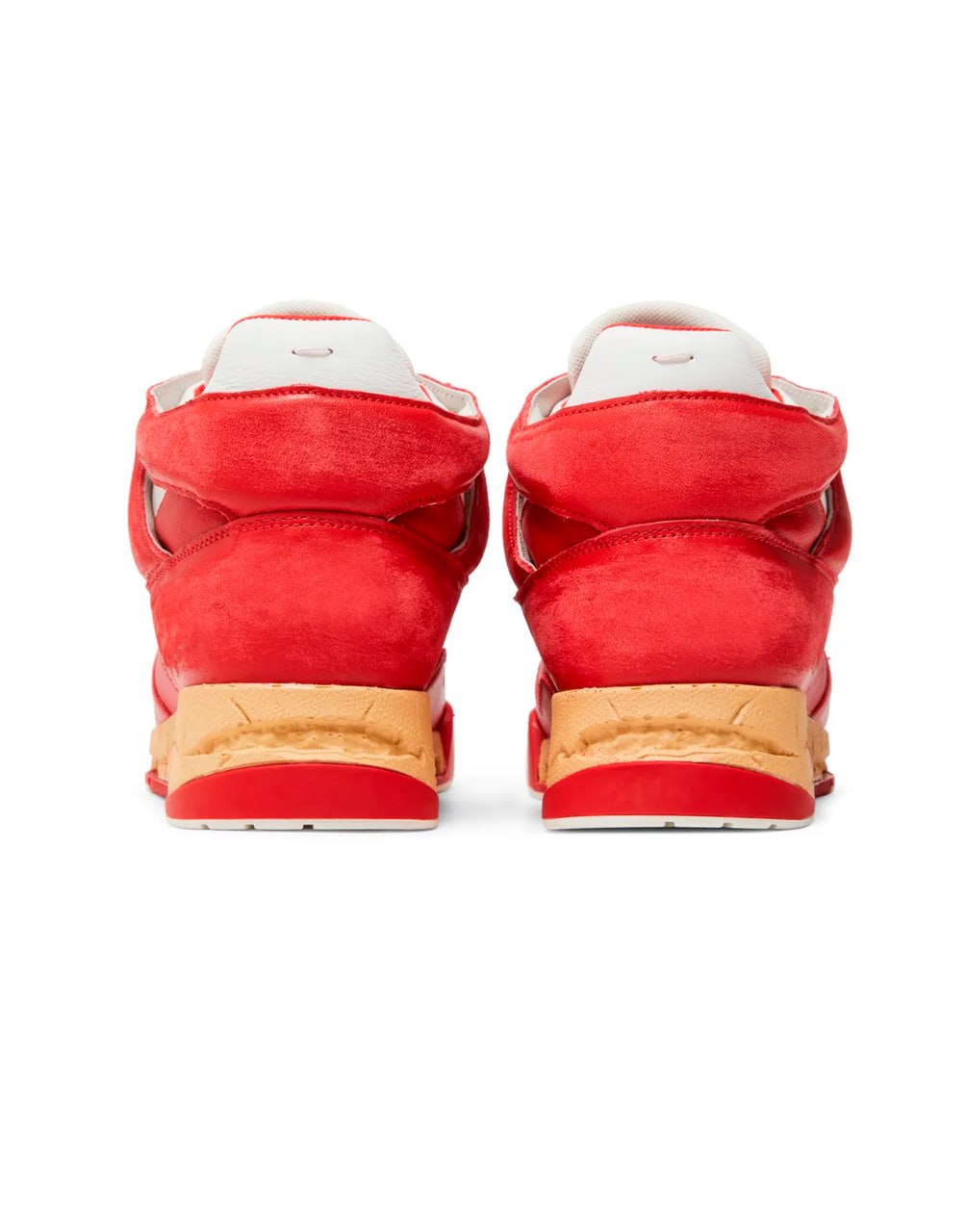MAISON MARGIELA MEN'S RED DEADSTOCK LEATHER TRAINERS