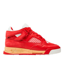 MAISON MARGIELA MEN'S RED DEADSTOCK LEATHER TRAINERS