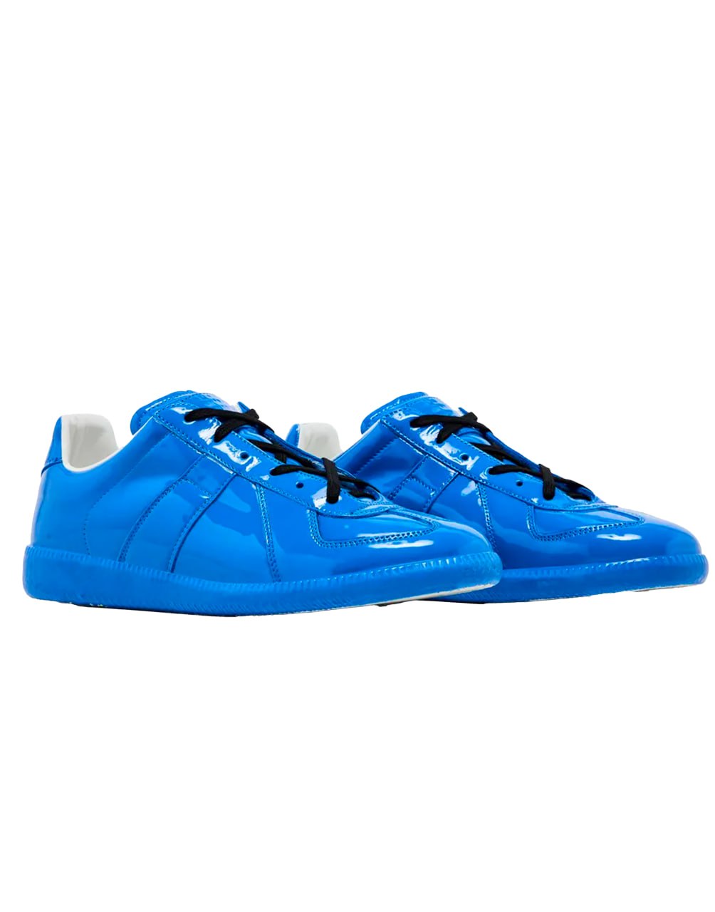 MAISON MARGIELA REPLICA LOW SNEAKER IN A DAZZLING BLUE PATENT LEATHER
