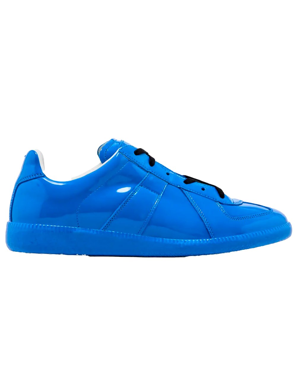 MAISON MARGIELA REPLICA LOW SNEAKER IN A DAZZLING BLUE PATENT LEATHER