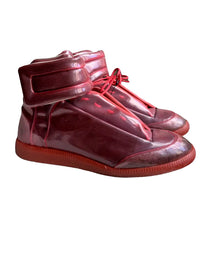 MAISON MARGIELA FUTURE HIGH-TOP SNEAKER IN RED PVC AND LEATHER.