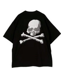 MASTERMIND WORLD GLITTER SKULL COTTON T-SHIRT IN BLACK WITH A LOGO PRINT ON THE FRONT
