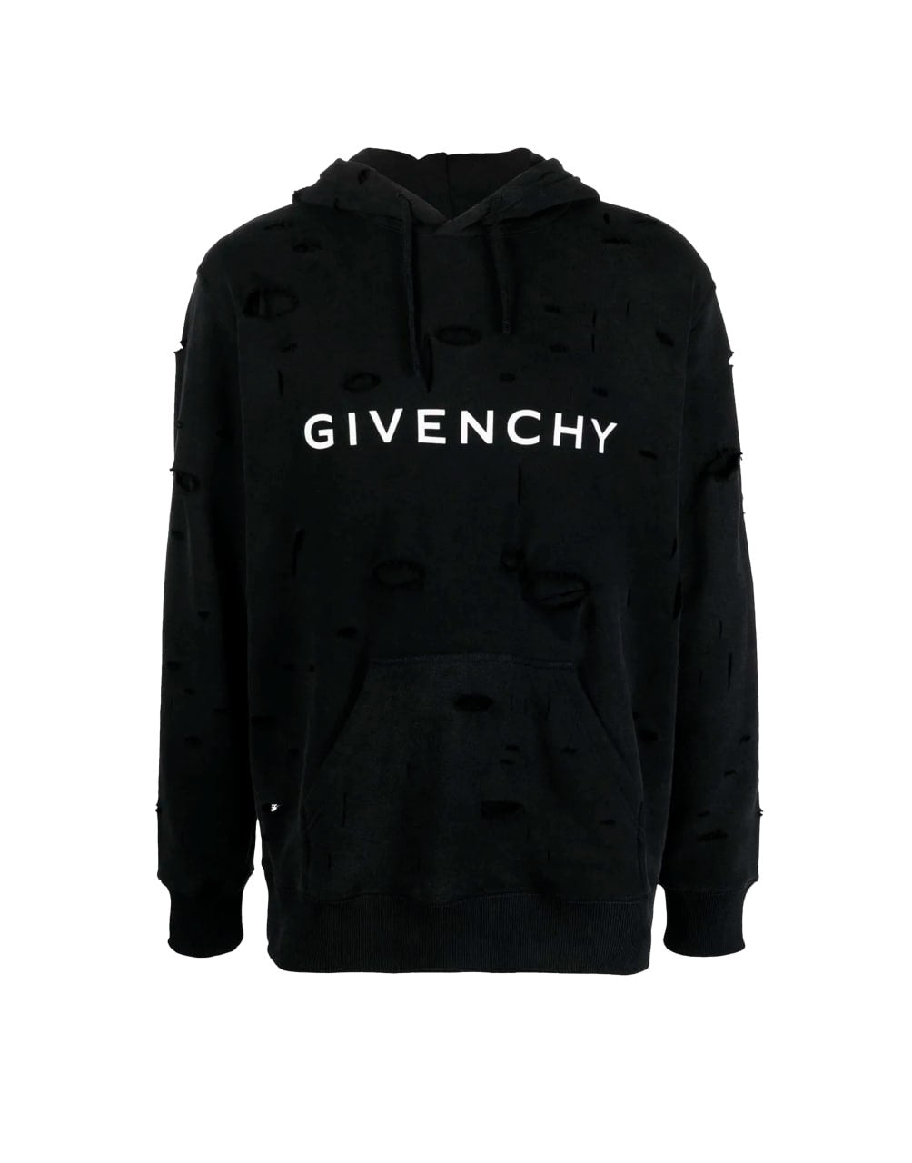 GIVENCHY DESTROYED LOGO HOODIE BLACK CAPOTA