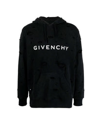 GIVENCHY DESTROYED LOGO HOODIE BLACK CAPOTA