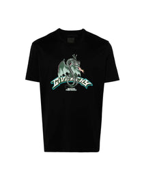 GIVENCHY DRAGON FLAMES DESIGN SLIM FIT T-SHIRT BLACK HOMBRE