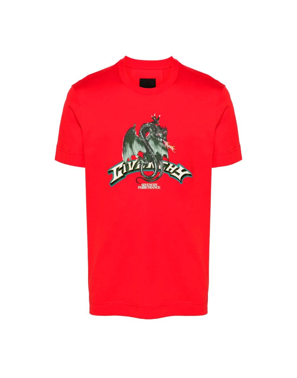 GIVENCHY DRAGON FLAMES DESIGN SLIM FIT T-SHIRT RED HOMBRE