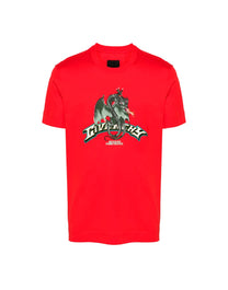 GIVENCHY DRAGON FLAMES DESIGN SLIM FIT T-SHIRT RED HOMBRE