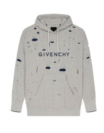 GIVENCHY LAYRED DISTRESS HOODIE GREY