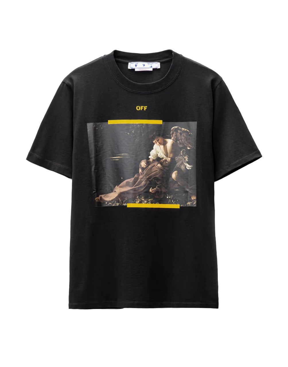 OFF-WHITE CARAVAGGIO PRINT SLIM-FIT COTTON T-SHIRT IN BLACK