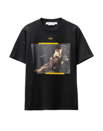 OFF-WHITE CARAVAGGIO PRINT SLIM-FIT COTTON T-SHIRT IN BLACK