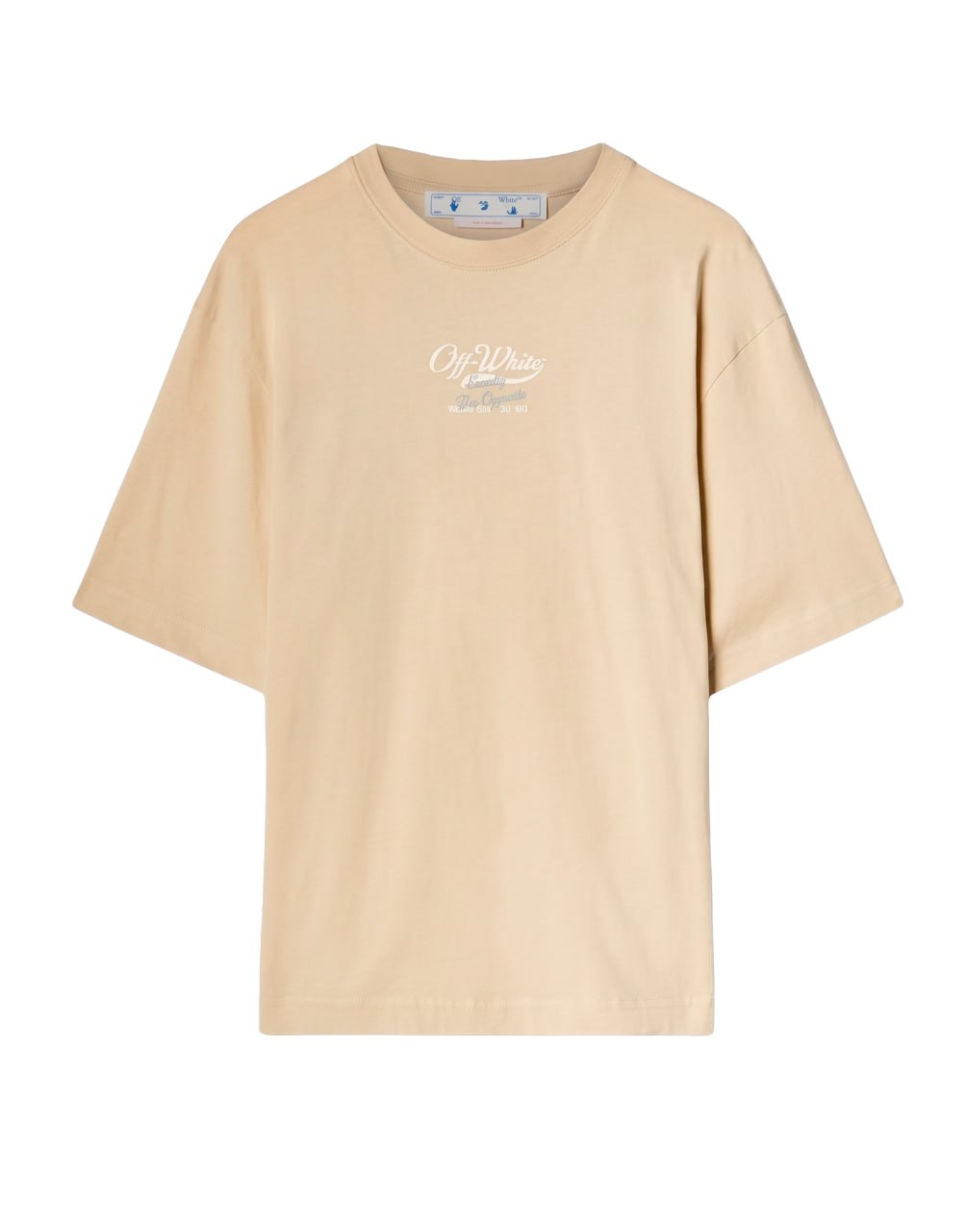 OFF-WHITE SCRIPT LOGO OPP OVER SKATE S/S TEE BEIGE HOMBRE