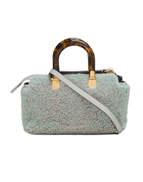 BOLSO DE MANO DE MOUTÓN GRIS FENDI CASTAÑO CUERO