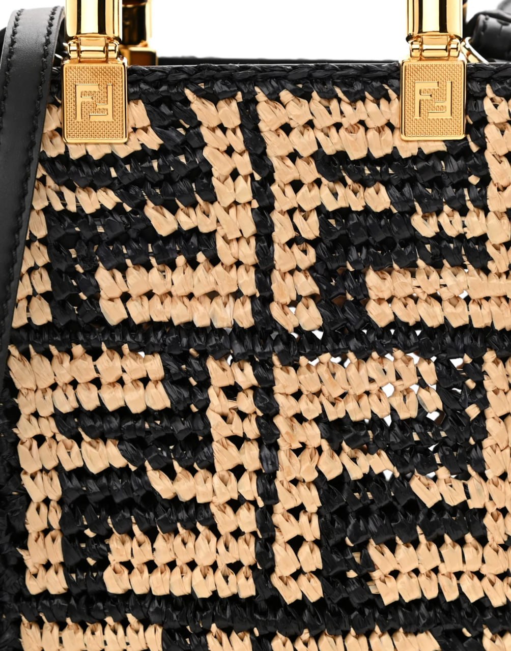 FENDI PRE-OWNED BOLSA SATCHEL SUNSHINE MINI DE RAFIA CON MOTIVO