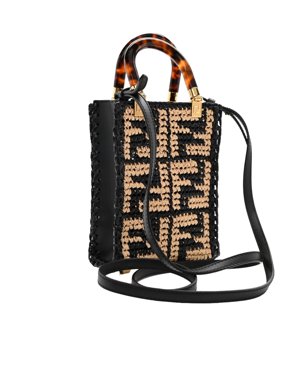 FENDI PRE-OWNED BOLSA SATCHEL SUNSHINE MINI DE RAFIA CON MOTIVO